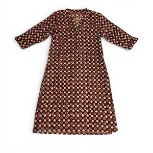 STOP Women’s 3/4 Sleeve Casual Dotted Pattern Dress Size Large